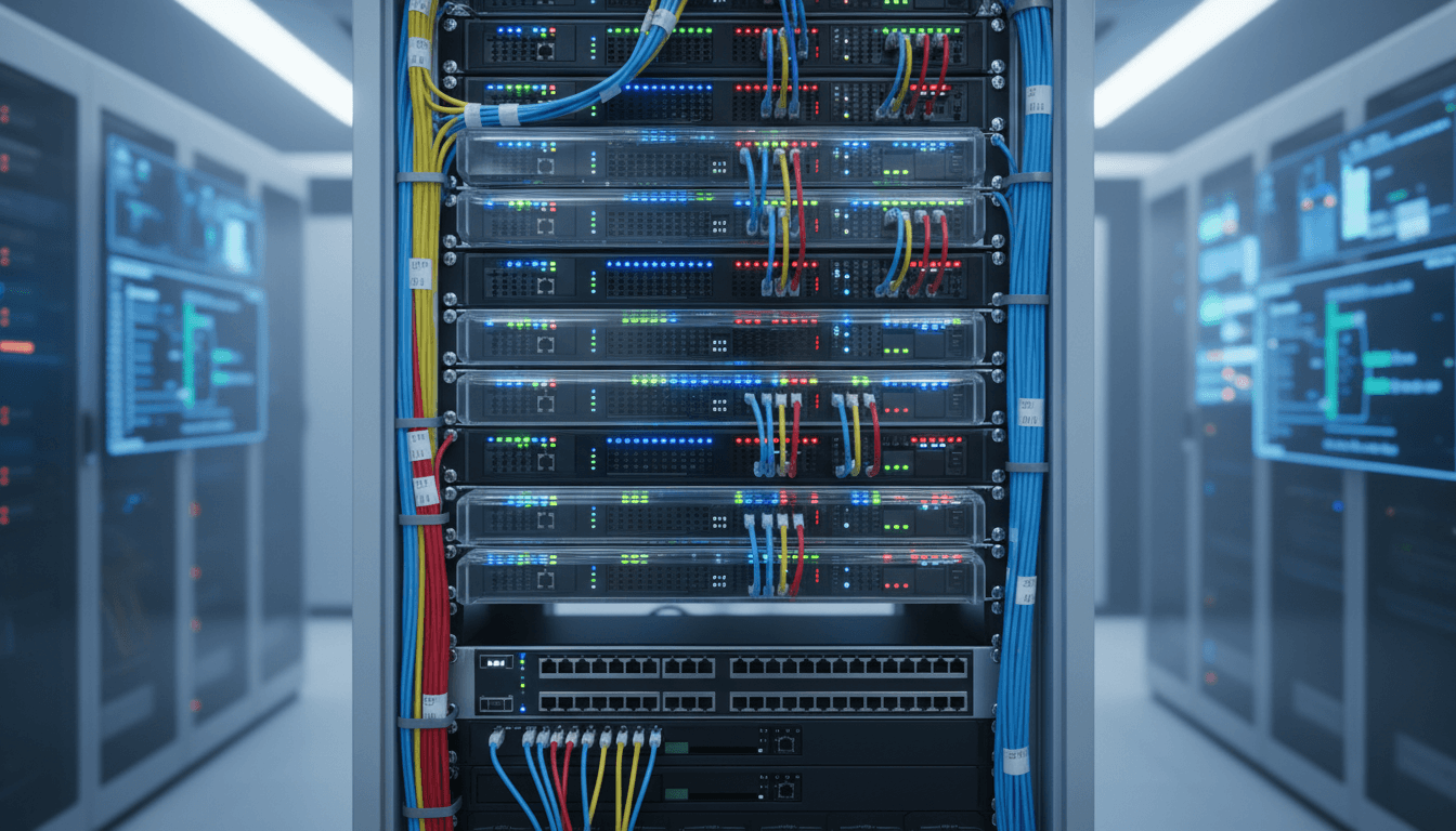 Data center server rack with enterprise hardware